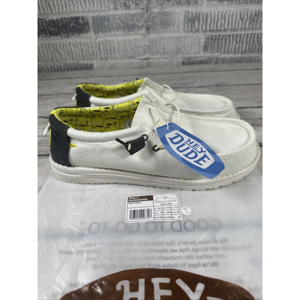 Hey Dude Wally Golf Backswing Men's Casual Shoes White/Multi Slip-On US 11 NWT